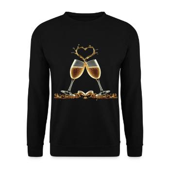Two Glasses Forming a Heart / Gift Idea - Unisex Sweatshirt - black - Front - Alina (178cm) & Michal (187cm)