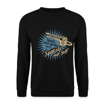 Spätzle mit Soß' - Unisex Pullover - Schwarz - Vorne - Alina (178cm) & Michal (187cm)