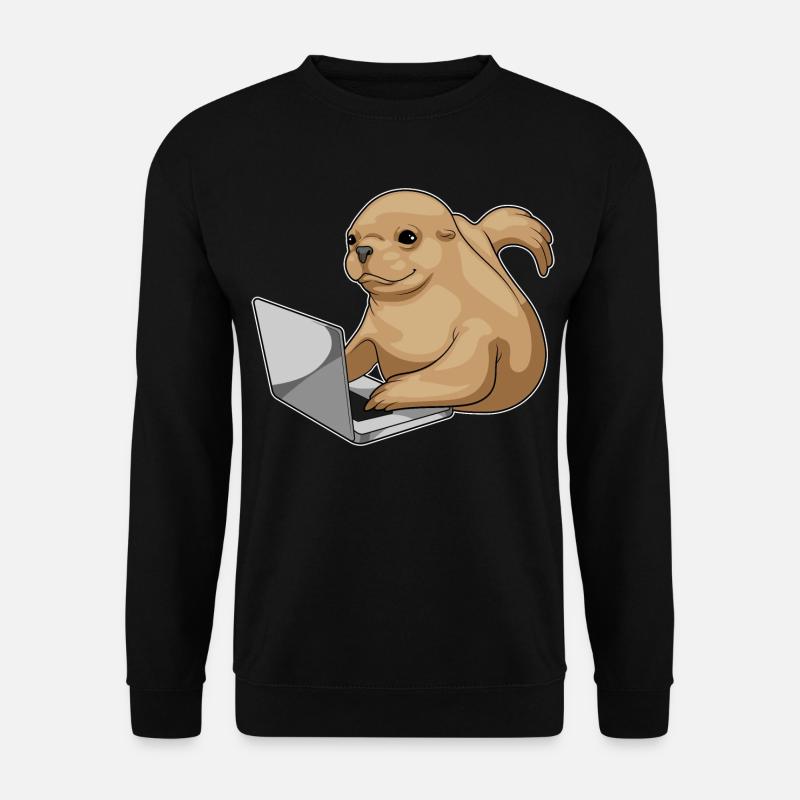 Seehund Laptop - Unisex Pullover - Schwarz