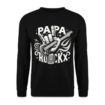 papa rockx fête des pères papa cadeau papa papa - Sweat-shirt Unisexe - noir - Devant - Alina (178cm) & Michal (187cm)