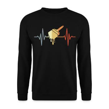Lackierpinsel Herzschlag - Unisex Pullover - Schwarz - Vorne - Alina (178cm) & Michal (187cm)