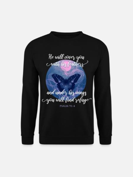 Christliches Zitat Bibelvers Schmetterling - Unisex Pullover - Schwarz