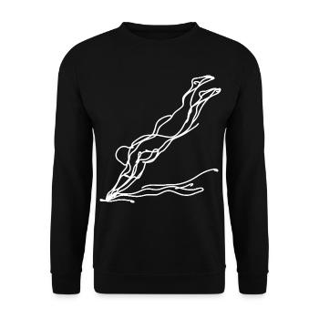 Schwimmer Mädchen Skizze - Unisex Pullover - Schwarz - Vorne - Alina (178cm) & Michal (187cm)