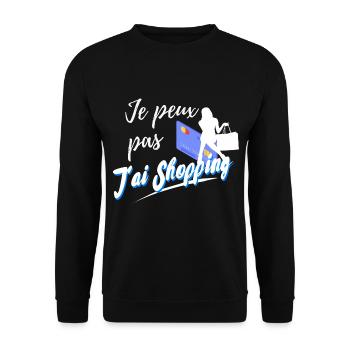 je peux pas j'ai shopping achat - Sweat-shirt Unisexe - noir - Devant - Alina (178cm) & Michal (187cm)