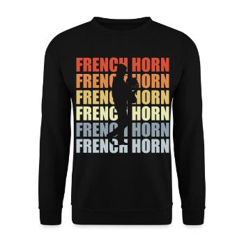 Retro Horn - Unisex Pullover - Schwarz - Vorne - Alina (178cm) & Michal (187cm)