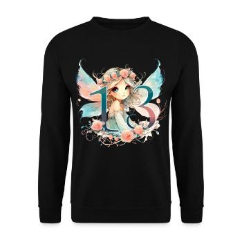 Cadeau d’anniversaire 13 ans fée elfe - Sweat-shirt Unisexe - noir - Devant - Alina (178cm) & Michal (187cm)
