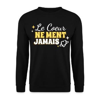 Le coeur ne ment jamais - Sweat-shirt Unisexe - noir - Devant - Alina (178cm) & Michal (187cm)