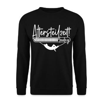 Altersteilzeit loading Ladebalken Hängematte ATZ - Unisex Pullover - Schwarz - Vorne - Alina (178cm) & Michal (187cm)