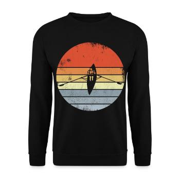 Vintage Ruderboot Zeichnung - Unisex Pullover - Schwarz - Vorne - Alina (178cm) & Michal (187cm)