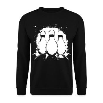 Bowling Zeichnung - Unisex Pullover - Schwarz - Vorne - Alina (178cm) & Michal (187cm)
