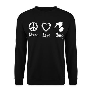 Peace Love Surf - Unisex Sweatshirt - black - Front - Alina (178cm) & Michal (187cm)