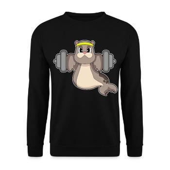Seal Bodybuilder Barbell Bodybuilding - Unisex Sweatshirt - black - Front - Alina (178cm) & Michal (187cm)