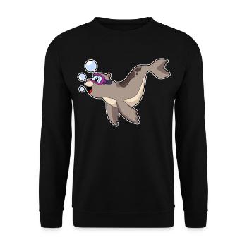 Seehund Taucher Schwimmbrille Tauchen - Unisex Pullover - Schwarz - Vorne - Alina (178cm) & Michal (187cm)