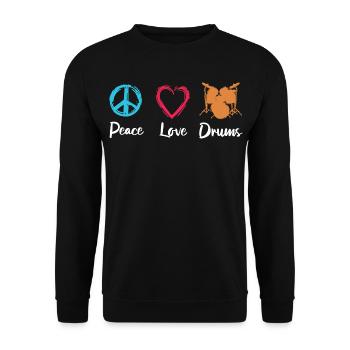Peace Love Drums - Unisex Sweatshirt - black - Front - Alina (178cm) & Michal (187cm)