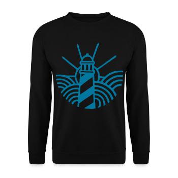 Der blaue Leuchtturm und der Ozean - Unisex Pullover - Schwarz - Vorne - Alina (178cm) & Michal (187cm)
