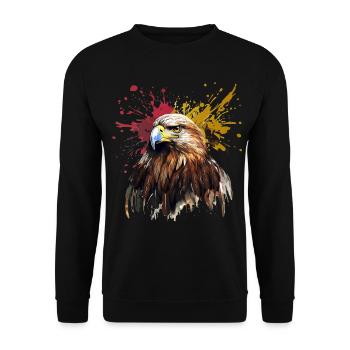 Adlerkopf Farbkleckse National deutscher Adler - Unisex Pullover - Schwarz - Vorne - Alina (178cm) & Michal (187cm)