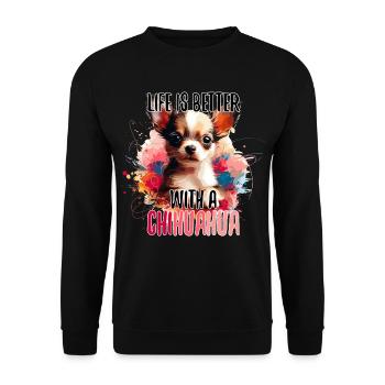 Chihuahua chiot mignon vie chien cadeau - Sweat-shirt Unisexe - noir - Devant - Alina (178cm) & Michal (187cm)
