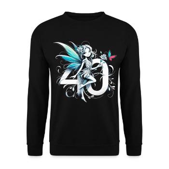 40 Jahre Fee Elfe süß Geburtstag Geschenk - Unisex Pullover - Schwarz - Vorne - Alina (178cm) & Michal (187cm)