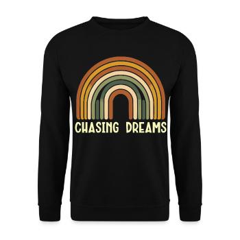 Regenbogen Retro Chasing Dreams - Unisex Pullover - Schwarz - Vorne - Alina (178cm) & Michal (187cm)