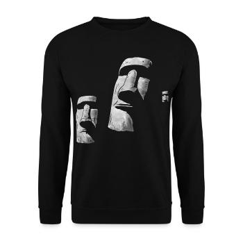 Moai Köpfe Osterinsel Polynesien - Unisex Pullover - Schwarz - Vorne - Alina (178cm) & Michal (187cm)