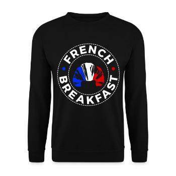 Französisches Frühstück - Unisex Pullover - Schwarz - Vorne - Alina (178cm) & Michal (187cm)