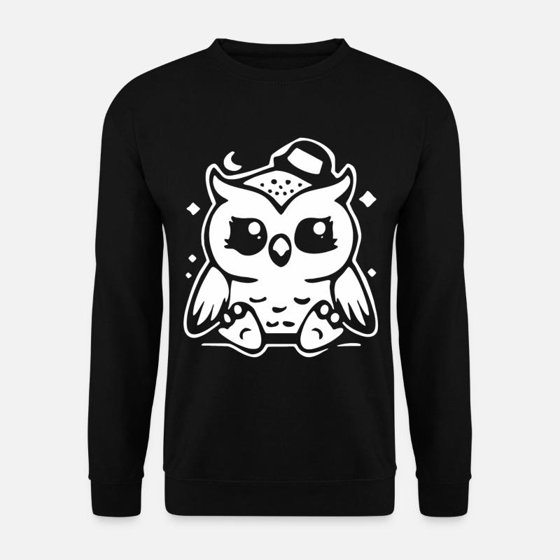 Niedliche Eulenfigur mit Hut - Unisex Pullover - Schwarz