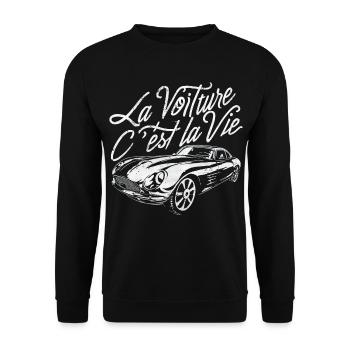 La voiture c'est la vie humour anniversaire - Sweat-shirt Unisexe - noir - Devant - Alina (178cm) & Michal (187cm)