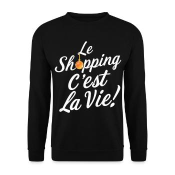 Le shopping c'est la vie humour anniversaire - Sweat-shirt Unisexe - noir - Devant - Alina (178cm) & Michal (187cm)