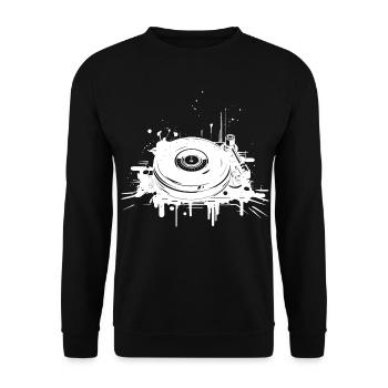 DJ Plattenspieler - Unisex Pullover - Schwarz - Vorne - Alina (178cm) & Michal (187cm)
