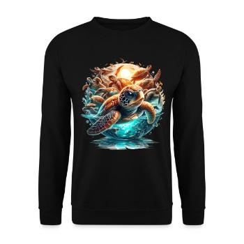 Turtles World Wonder Turtle Gift - Unisex Sweatshirt - black - Front - Alina (178cm) & Michal (187cm)