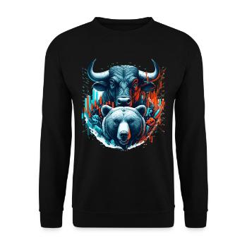 Finance Taureau Bear Stock Market Wall Street cadeau - Sweat-shirt Unisexe - noir - Devant - Alina (178cm) & Michal (187cm)