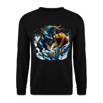 Finance Taureau Bear Fight Wall Street cadeau - Sweat-shirt Unisexe - noir - Devant - Alina (178cm) & Michal (187cm)