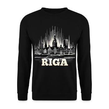Riga Capital Lettonie Pays baltes cadeau - Sweat-shirt Unisexe - noir - Devant - Alina (178cm) & Michal (187cm)