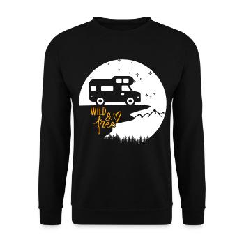 Vanlife & Camper Lifestyle Design - Unisex Pullover - Schwarz - Vorne - Alina (178cm) & Michal (187cm)