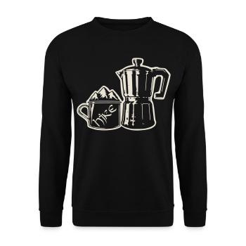 Coffee Hike - Mountain Espresso [Weiß] - Unisex Pullover - Schwarz - Vorne - Alina (178cm) & Michal (187cm)