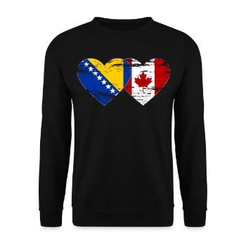 Coeur de drapeau de la Bosnie et du Canada utilisé - Sweat-shirt Unisexe - noir - Devant - Alina (178cm) & Michal (187cm)