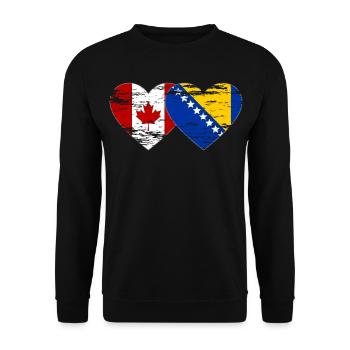 Canada Bosnie drapeau coeur utilisé - Sweat-shirt Unisexe - noir - Devant - Alina (178cm) & Michal (187cm)