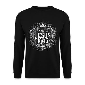 Jesus is King Coronation Ornament - Unisex Sweatshirt - black - Front - Alina (178cm) & Michal (187cm)