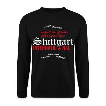 Fußball Stuttgart International - Unisex Pullover - Schwarz - Vorne - Alina (178cm) & Michal (187cm)