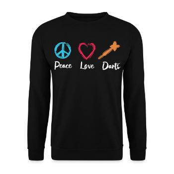 Frieden Liebe Darts - Unisex Pullover - Schwarz - Vorne - Alina (178cm) & Michal (187cm)