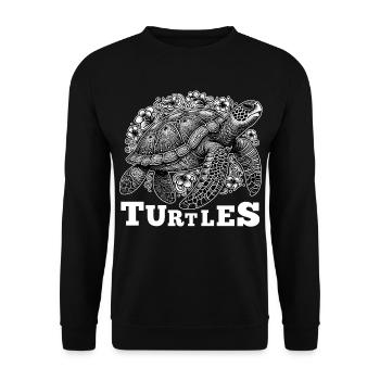 Turtle Turtles Floral Graphic Gift - Unisex Sweatshirt - black - Front - Alina (178cm) & Michal (187cm)