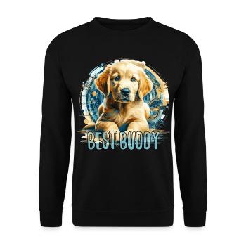 Golden Retriever Welpe süß Familienhund Geschenk - Unisex Pullover - Schwarz - Vorne - Alina (178cm) & Michal (187cm)