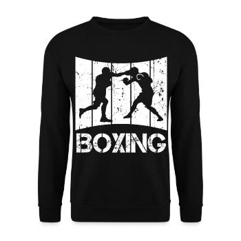Retro Boxen - Unisex Pullover - Schwarz - Vorne - Alina (178cm) & Michal (187cm)