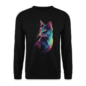 Stylized Cat Illustration - Unisex Sweatshirt - black - Front - Alina (178cm) & Michal (187cm)