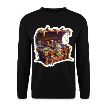 Schatzkiste Loot RPG Gamer Rollenspiel Shirt - Unisex Pullover - Schwarz - Vorne - Alina (178cm) & Michal (187cm)