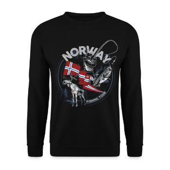 NORWAY FISHING TOUR - Moose Edition - Unisex Pullover - Schwarz - Vorne - Alina (178cm) & Michal (187cm)