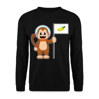 Affe Astronaut Weltraum - Unisex Pullover - Schwarz - Vorne - Alina (178cm) & Michal (187cm)
