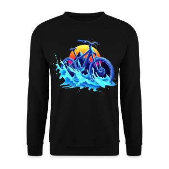 Mountain Biking Vaporwave - Unisex Sweatshirt - black - Front - Alina (178cm) & Michal (187cm)