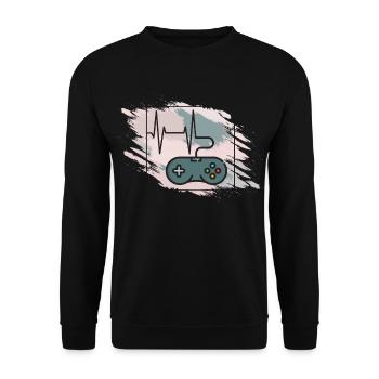 Herzschlag Gaming Controller Retro - Unisex Pullover - Schwarz - Vorne - Alina (178cm) & Michal (187cm)