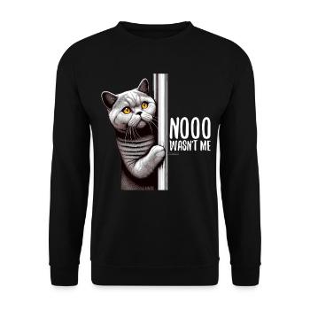 Nein war ich nicht BKH Blue Katze Geschenk - Unisex Pullover - Schwarz - Vorne - Alina (178cm) & Michal (187cm)